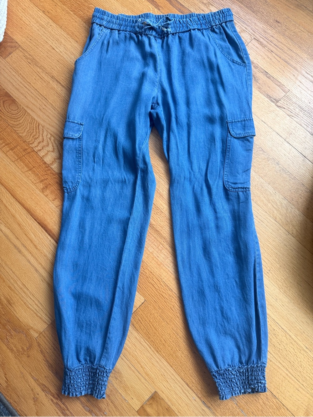 LASCANA for VENUS Lyocell Cargo Jogger Pants Blue Chambray S